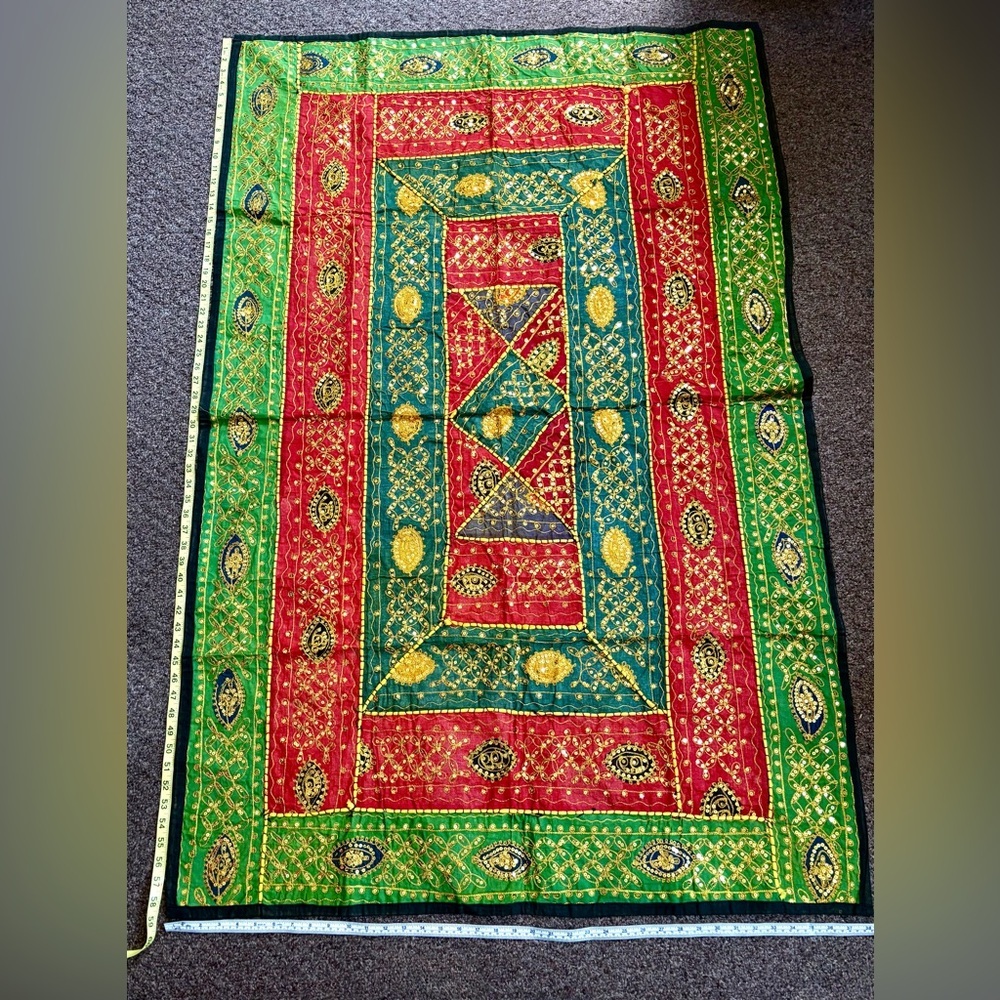 Colorful Vibrant Sparkly Sequins Sequined India Inspired Bohemian Boho Tapestry
